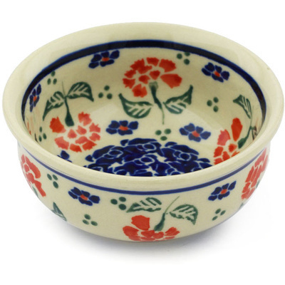 Polish Pottery Bowl 4&quot; Poppies In The Wind