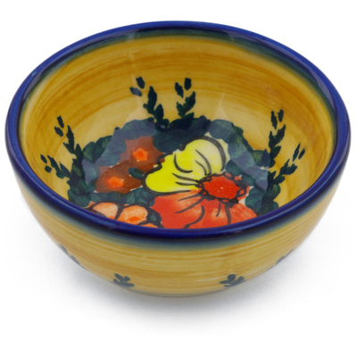 Polish Pottery Bowl 4&quot; Poppy Love UNIKAT