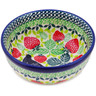 Polish Pottery Bowl 4&quot; Raven&#039;s Red Berries UNIKAT