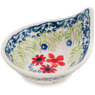 Polish Pottery Bowl 4&quot; Red Blossom