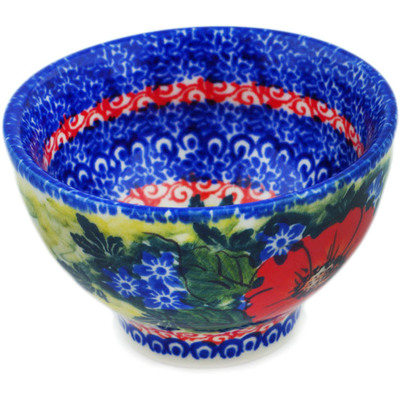 Polish Pottery Bowl 4&quot; Red Finesy UNIKAT