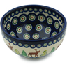 Polish Pottery Bowl 4" Reindeer In The Pines