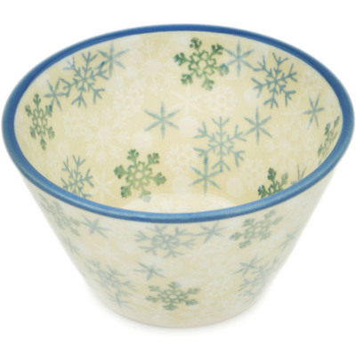 Polish Pottery Bowl 4&quot; Silver Snow Fall UNIKAT