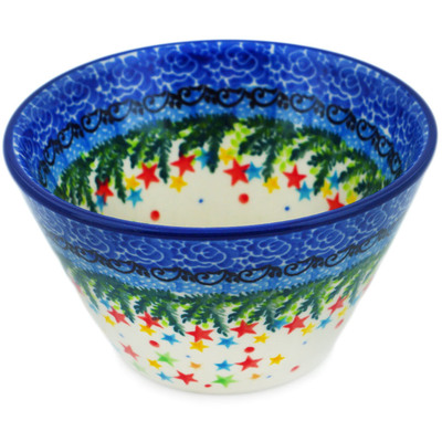 Polish Pottery Bowl 4&quot; Sparkling Holiday UNIKAT