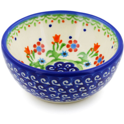Polish Pottery Bowl 4&quot; Spring Flowers