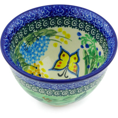 Polish Pottery Bowl 4&quot; Spring Garden UNIKAT