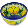 Polish Pottery Bowl 4&quot; Spring Yellow Tulip UNIKAT