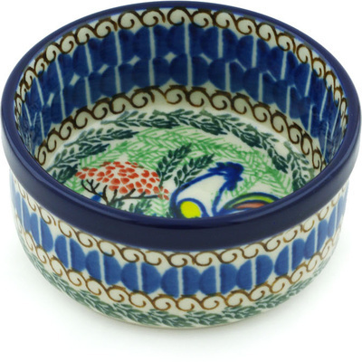 Polish Pottery Bowl 4&quot; Summer Rooster UNIKAT