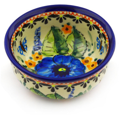 Polish Pottery Bowl 4&quot; Summer Splendor UNIKAT