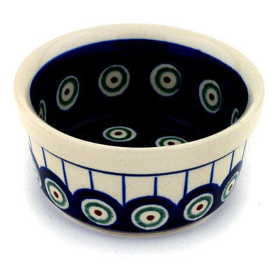 Polish Pottery Bowl 4&quot; Traditional Peacock