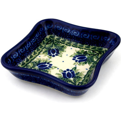 Polish Pottery Bowl 4&quot; Tulip Motif UNIKAT