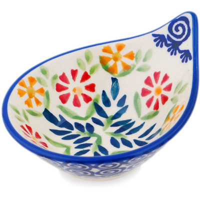 Polish Pottery Bowl 4&quot; Wave Of Flowers
