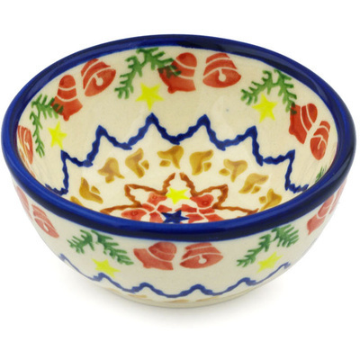 Polish Pottery Bowl 4&quot; Winter Holidays