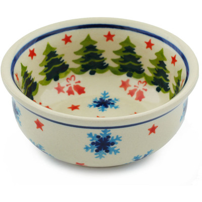 Polish Pottery Bowl 4&quot; Winter Land