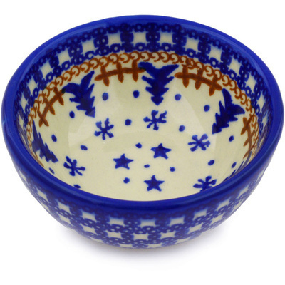 Polish Pottery Bowl 4&quot; Winter Snow
