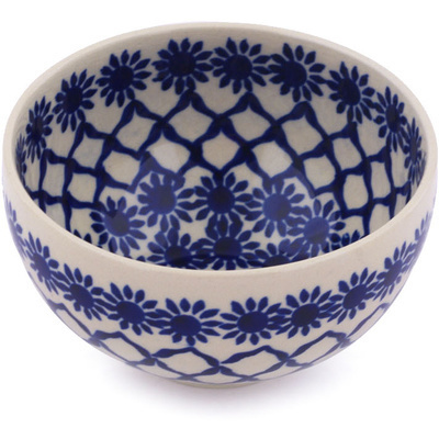 Polish Pottery Bowl 4" Woven Blue Astrids
