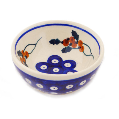 Polish Pottery Bowl 4&quot; Yellow Holly Berries