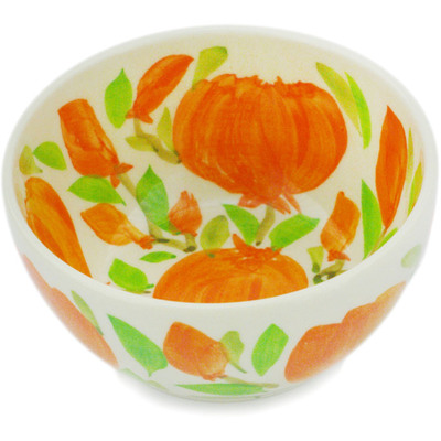 Polish Pottery Bowl 5&quot; Apricot Petals UNIKAT