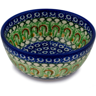 Polish Pottery Bowl 5&quot; Arbor Peacock