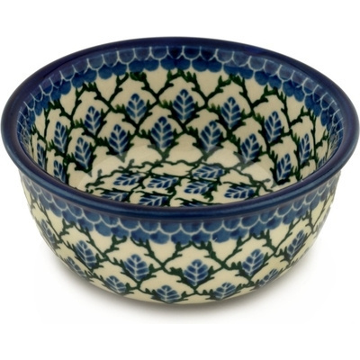 Polish Pottery Bowl 5&quot; Aspen Leaf Trellis