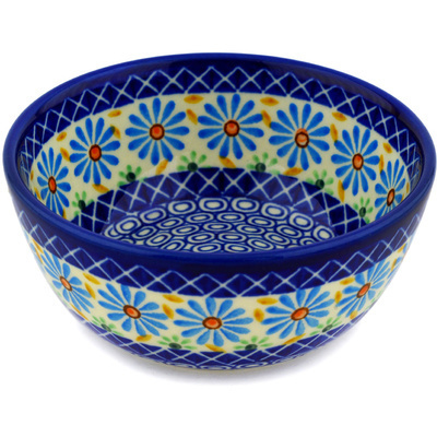 Polish Pottery Bowl 5&quot; Aster Peacock Eyes