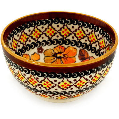Polish Pottery Bowl 5&quot; Autumn Glow UNIKAT