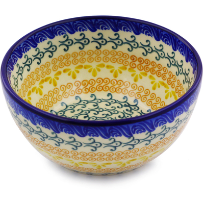 Polish Pottery Bowl 5&quot; Autumn Swirls