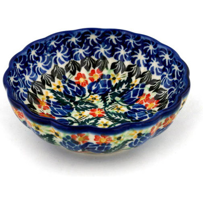 Polish Pottery Bowl 5&quot; Autumn Thistle UNIKAT