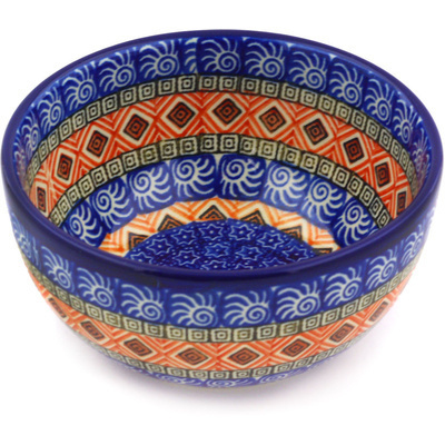 Polish Pottery Bowl 5&quot; Aztec Night