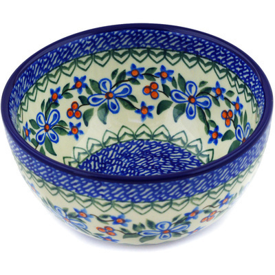 Polish Pottery Bowl 5&quot; Azure Blooms