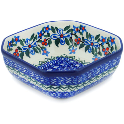 Polish Pottery Bowl 5&quot; Azure Blooms