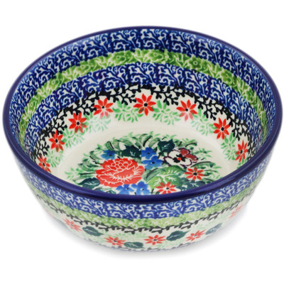 Polish Pottery Bowl 5&quot; Basket Of Beauty UNIKAT