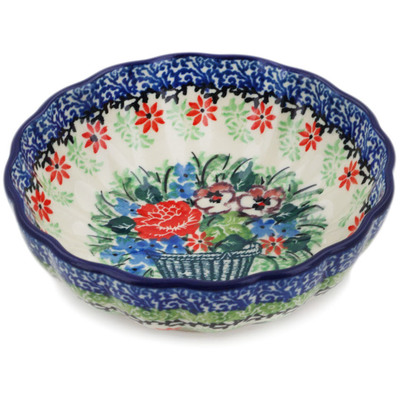 Polish Pottery Bowl 5&quot; Basket Of Beauty UNIKAT