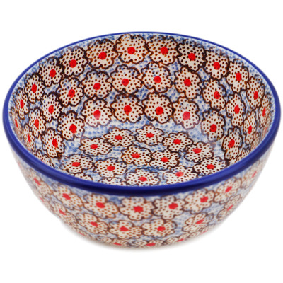Polish Pottery Bowl 5&quot; Black Daisies UNIKAT
