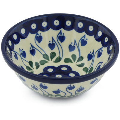 Polish Pottery Bowl 5&quot; Bleeding Heart Peacock