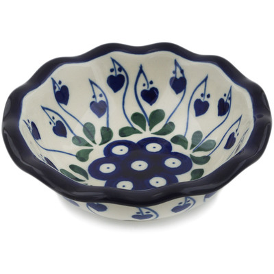 Polish Pottery Bowl 5&quot; Bleeding Heart Peacock