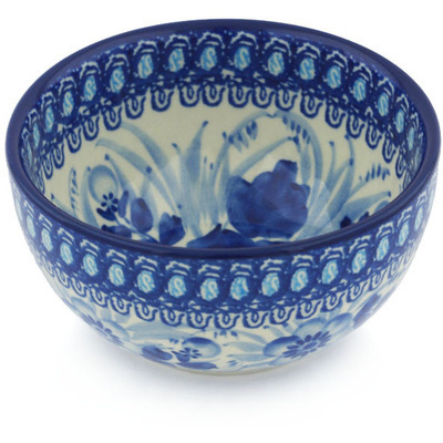 Polish Pottery Bowl 5&quot; Bleu Boquet UNIKAT