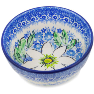 Polish Pottery Bowl 5&quot; Bloodroot Bliss UNIKAT