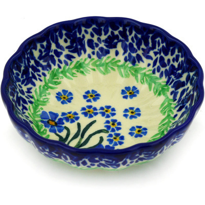 Polish Pottery Bowl 5&quot; Blue April Showers