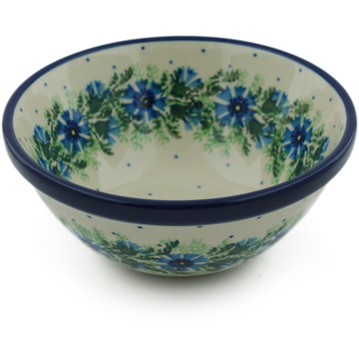 Polish Pottery Bowl 5&quot; Blue Bell Wreath