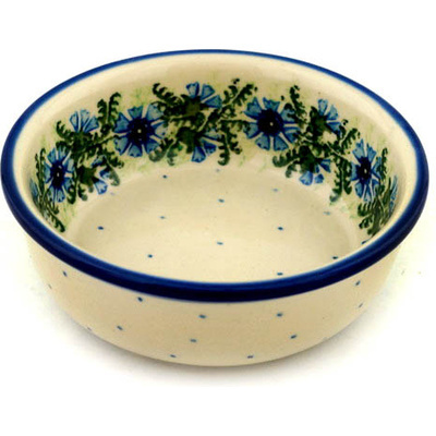 Polish Pottery Bowl 5&quot; Blue Bell Wreath