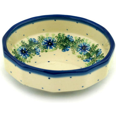 Polish Pottery Bowl 5&quot; Blue Bell Wreath