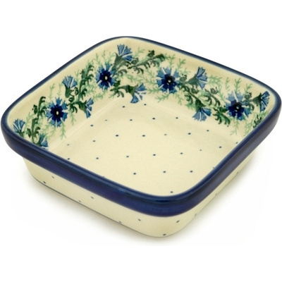 Polish Pottery Bowl 5&quot; Blue Bell Wreath