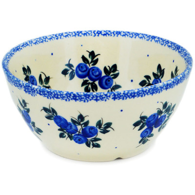 Polish Pottery Bowl 5&quot; Blue Berry Special UNIKAT