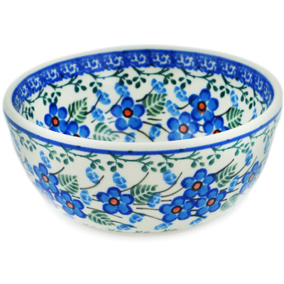 Polish Pottery Bowl 5&quot; Blue Blossom