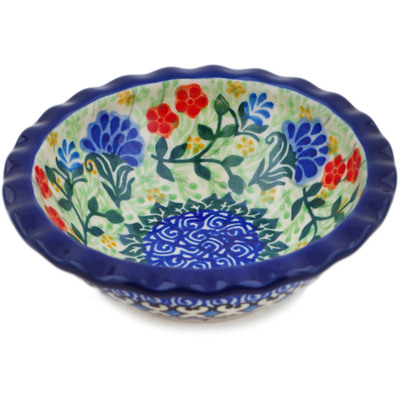 Polish Pottery Bowl 5&quot; Blue Bonnets UNIKAT