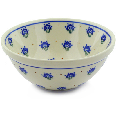 Polish Pottery Bowl 5&quot; Blue Bouquet