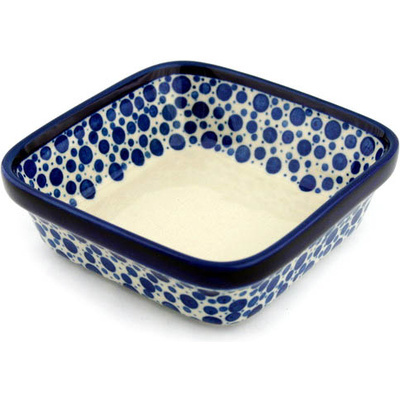 Polish Pottery Bowl 5" Blue Bubbles