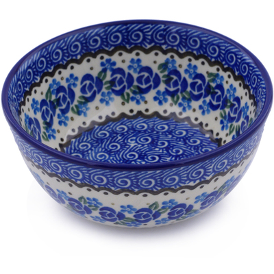Polish Pottery Bowl 5" Blue Bud Sea