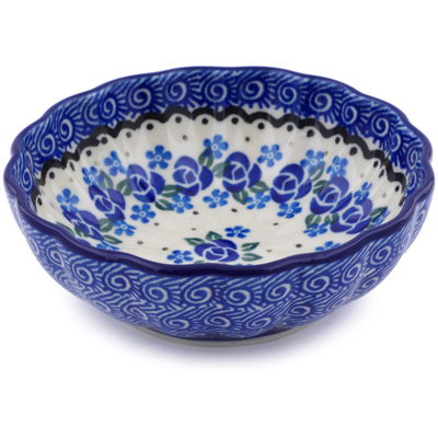 Polish Pottery Bowl 5&quot; Blue Bud Sea